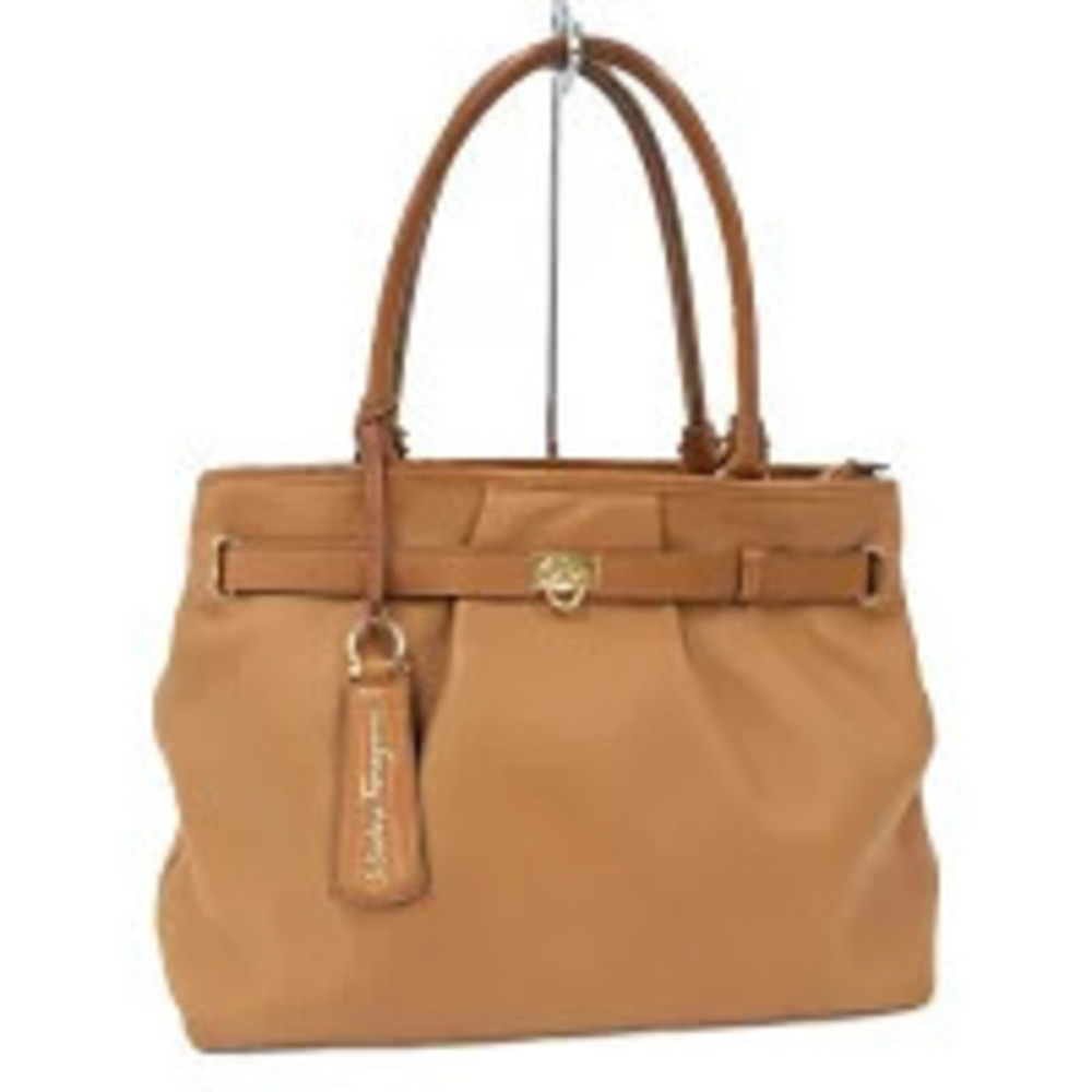Salvatore Ferragamo handbag leather Camel Brown